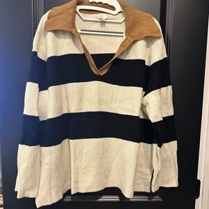 Striped Knit Sweater with Collar sweater xl